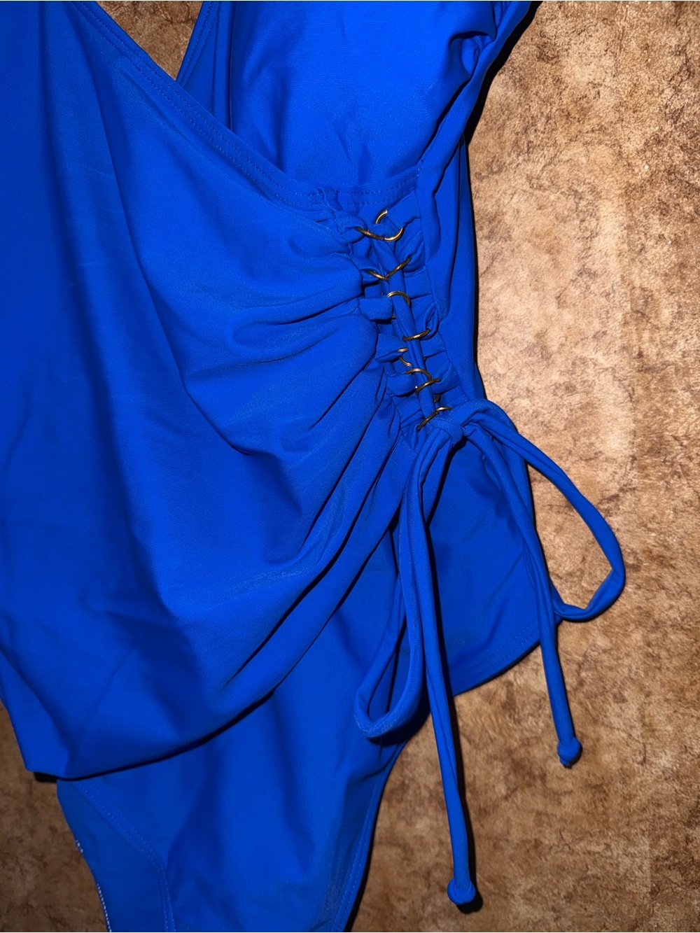 Women’s Royal Blue One-Piece Swimsuit with Side Lace-Up - Picture 2 of 4